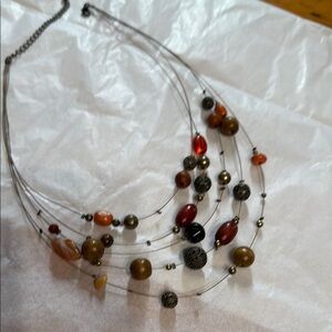 Red and Orange Multi-Strand Floating Necklace